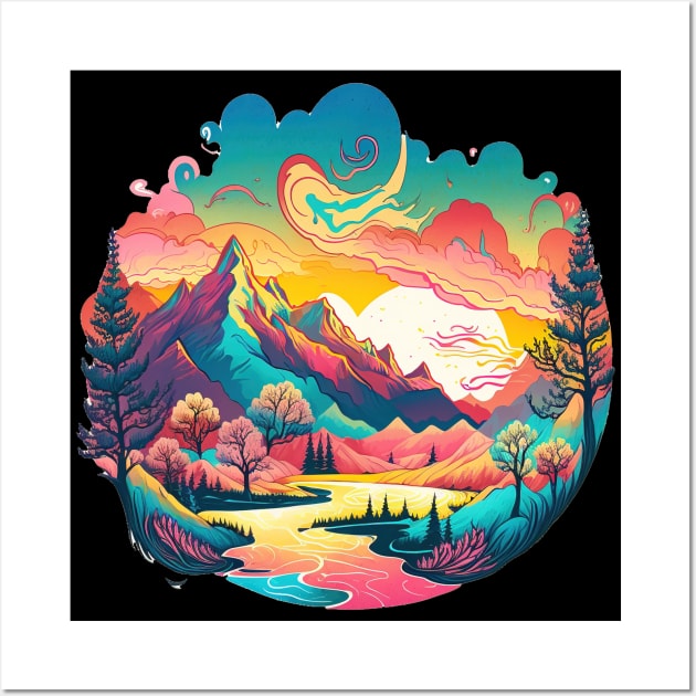 Pastel Landscape | Colorful Psychedelic Art Wall Art by Trippinink